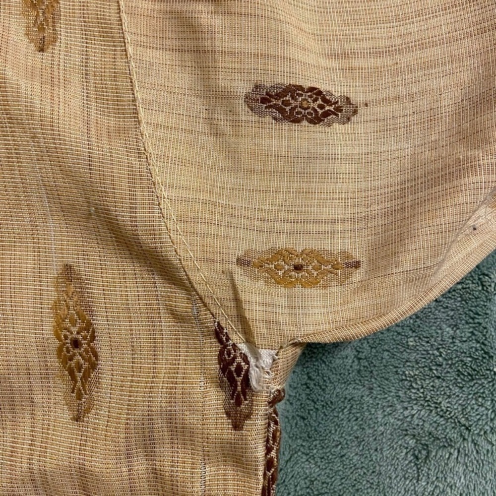 Tan Long Sleeve Tee with Stand-Up Collar and Pattern - Picture 3 of 6